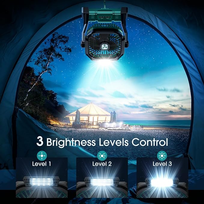 ONLYNEW Portable Fan Rechargeable, 20000mAh Cordless Battery Powered Fan with LED Lantern, USB C Battery Operated for Travel Bedroom Home Camping Tent Office Beach Desk Fishing Table - Image 5