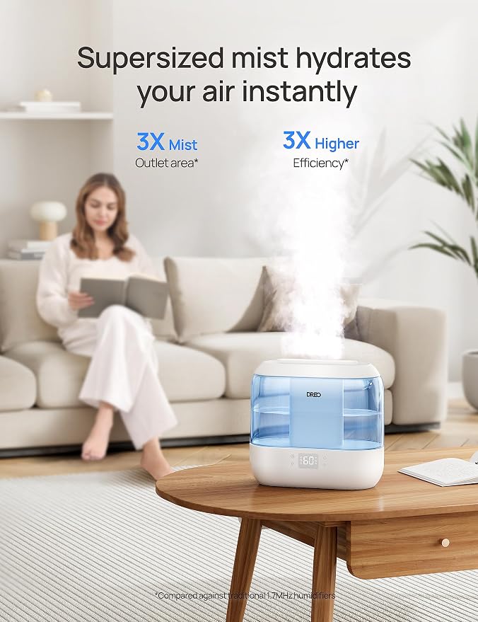 Dreo Smart Humidifiers for Bedroom-Filter Included,Top Fill 4L Humidifier Large Room with 28 dB, 36H Runtime, Touch/APP/Voice Control, Nightlight, Cool Mist Humidifiers for Baby, Plants, Indoor, Blue - Image 5
