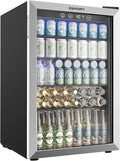 EUHOMY 4.5 Cu.ft Beverage Refrigerator and Cooler, 145 Can Mini fridge with Glass Door for Soda Beer Wine, Small Drink Dispenser with Digital Adjustable Thermostat for Home Office Bar by EUHOMY