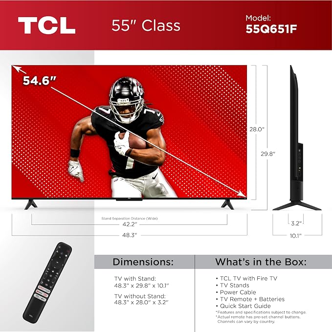 TCL 55-Inch Class Q65 QLED 4K Smart TV with Fire TV (55Q651F, 2024 Model), Dolby Vision and Atmos, HDR PRO+, Alexa Built-in with Voice Remote, Apple AirPlay 2 Compatibility, Streaming Television - Image 3