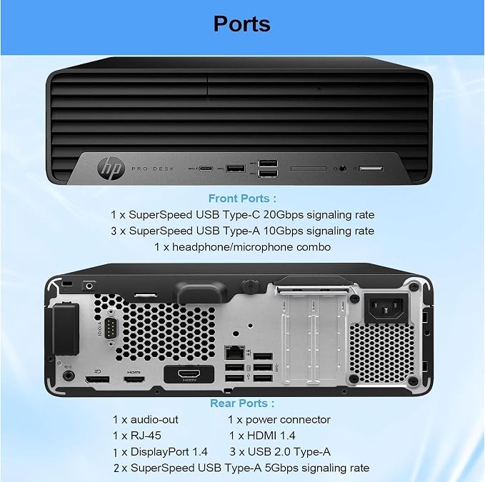 HP ProDesk SFF 400 G9 Business Desktop Computer, 14th Gen Inte i7-14700(20-Cores/28-Threads), 16GB DDR5 RAM, 256GB PCIe + 1TB HDD, Small Form Factor, Type-C, DisplayPorts, Wi-Fi, HDMI, Windows 11 - Image 3
