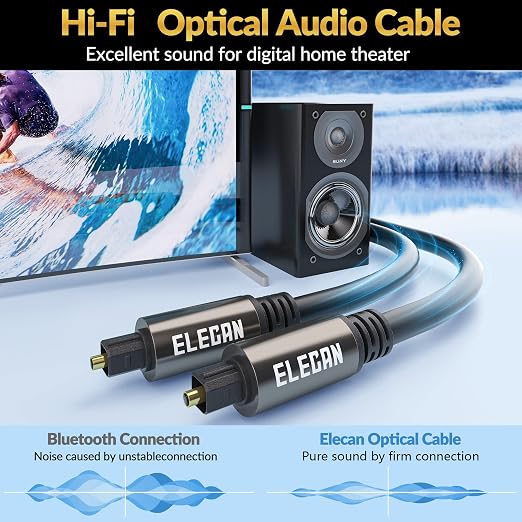 Elecan Optical Audio Cable 150 Ft Digital Audio Toslink Cable Cord-Fiber - Image 4