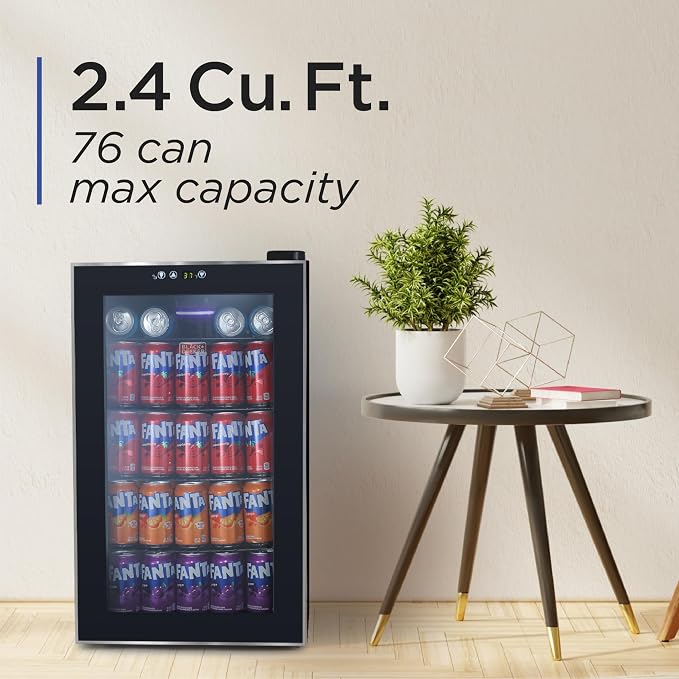 BLACK+DECKER 2.4 Cu. Ft. Beverage Cooler, BDB26HB | Beverage Fridge with Double Pane Glass Door, Drink Fridge with 76-Can Capacity for Home Bar, Home Office and More - Image 2