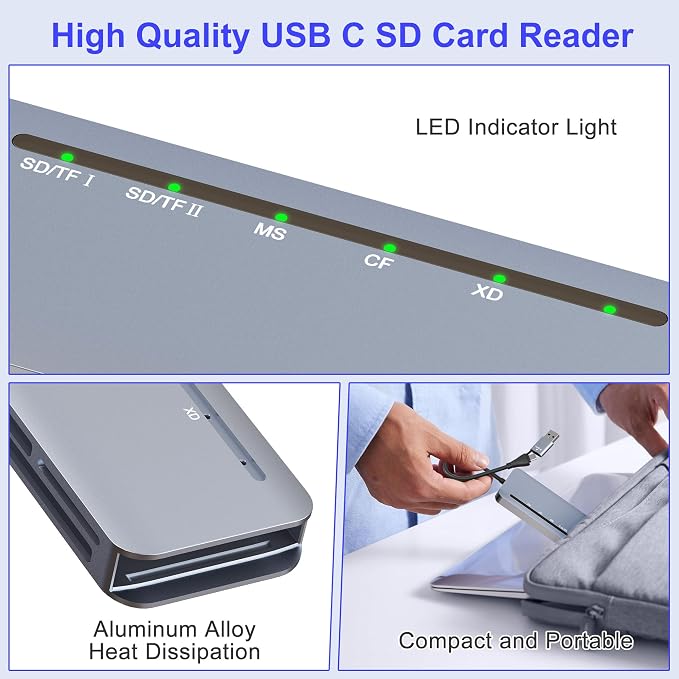 Memory Stick Pro Duo Card Reader, 7 in 1 USB-A/USB-C Multi Memory Card Reader - Image 8