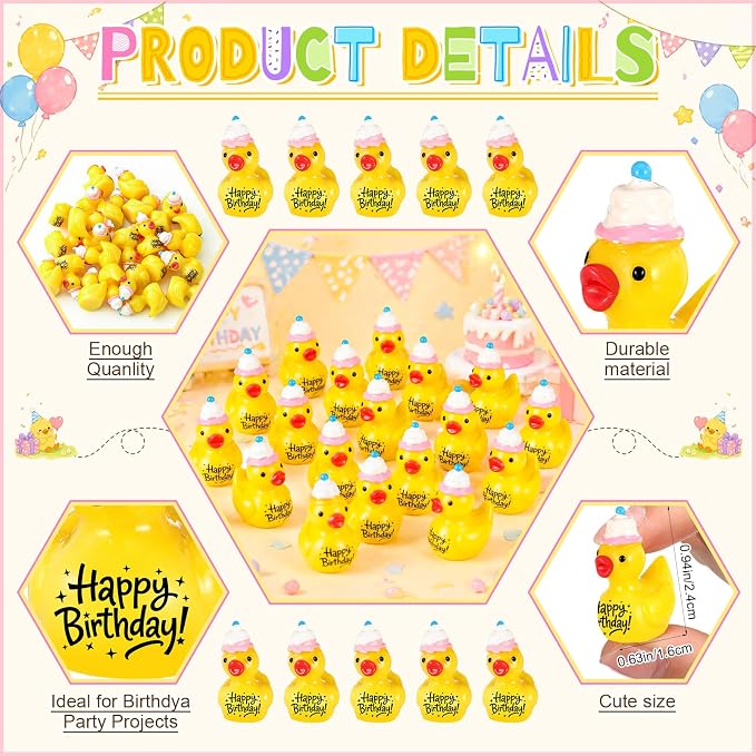 Skylety 25 Piece Happy Birthday Resin Ducks - Image 2