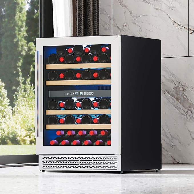 Albott 24 Inch Wine Fridge, Dual Zone 49 Bottle Wine Cooler | Includes Digital Temperature Control, Reversible Double-Layer Glass Door, Built-in or Freestanding Design, 41–68℉ - Image 9