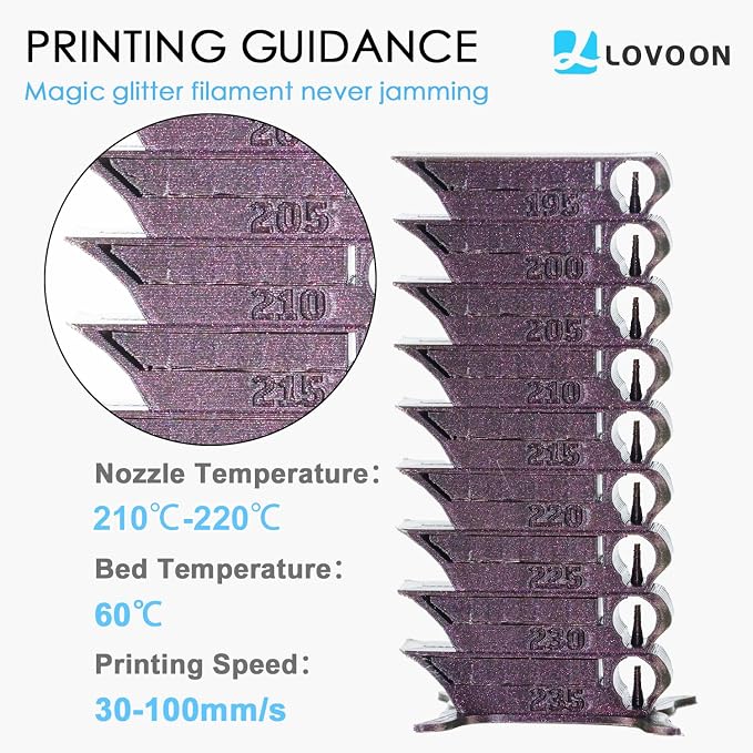 LOVOON 3D PLA Filament 1.75mm Sparkle Glitter, Burnt Titanium 3D Printer - Image 6