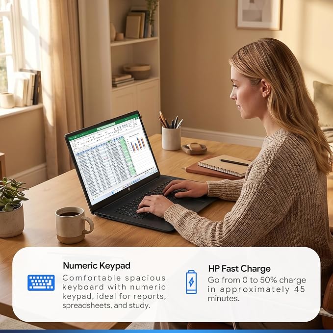 HP 2026 17.3” HD Laptop for Work & Home – 13th Gen Intel i5 Performance with Office 365 for The Web,12GB RAM 256GB SSD, Wi-Fi 6, Windows 11 Pro, Jet Black with Docking Station - Image 6