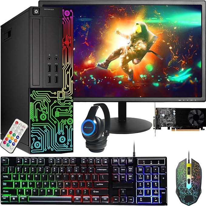 Dell OptiPlex PC,Core I5,GT 1030,24'' Monitor,16G RAM, 512G SSD(Renewed) | Gaming Computer PC,i5 up to 3.6GHz, 24 inch FHD,WiFi, ARGB, 4K Support,HDMI, DVI,Windows 11 Pro, Home or Office PC by Amazon+Renewed