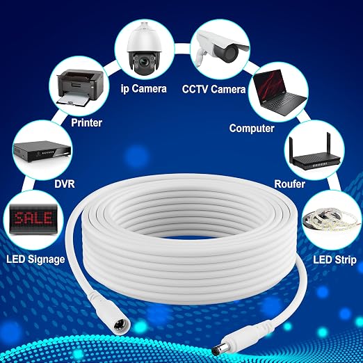 12V DC Power Extension Cable 20 FT, 5.5 mm x 2.1 mm 5521 Male to Female Supply - Image 4