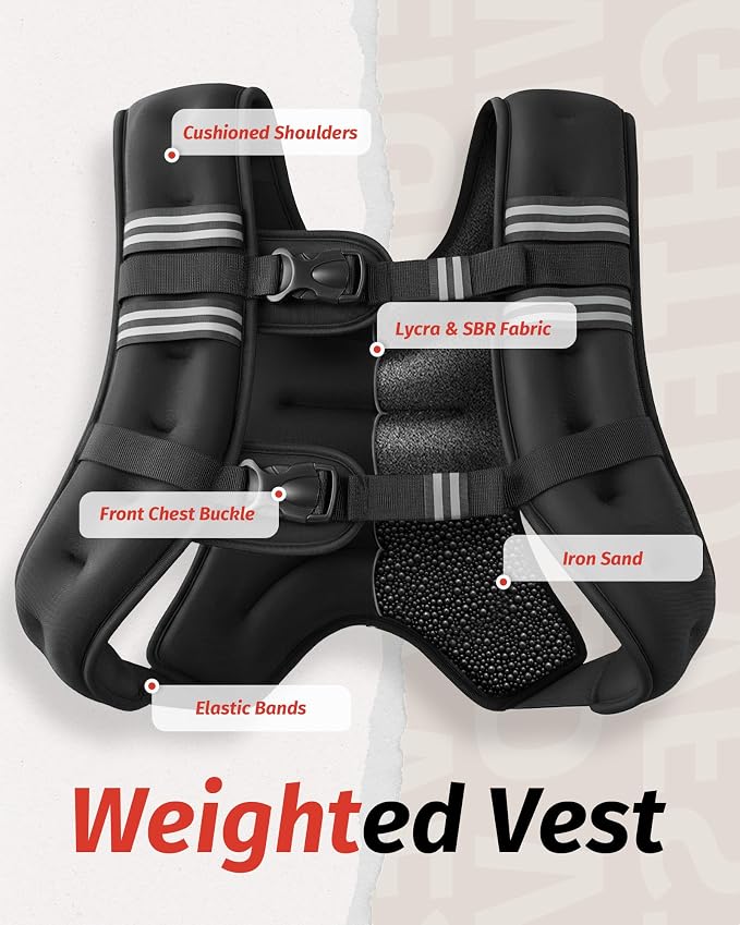 ZELUS Weighted Vest, 6lb/8lb/12lb/16lb/20lb/25lb/30lb Weight Vest - Image 5