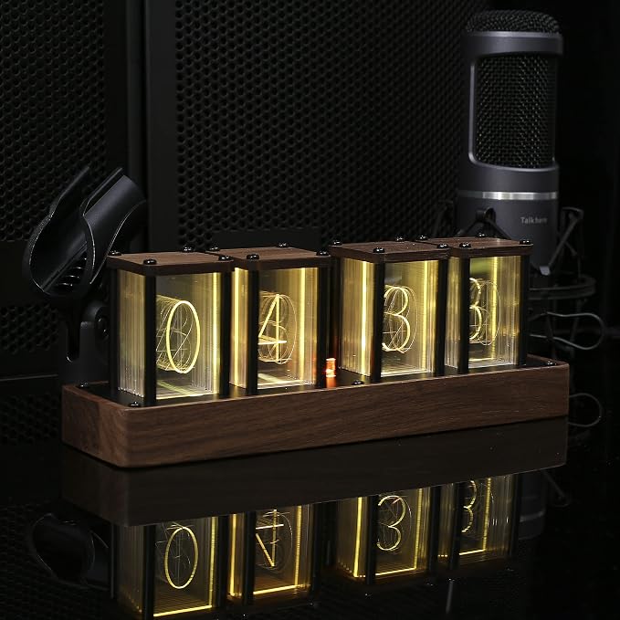 ClocTeck Nixie Tube Clock Walnut Digital Clock, Support Wi-Fi Time SYNC - Image 4