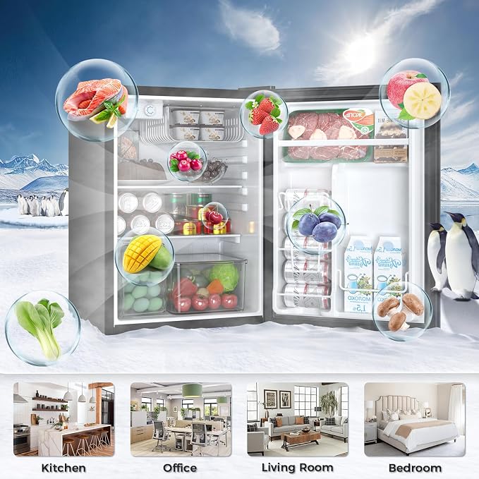 Antarctic Star Mini Compact Refrigerator with Freezer, 2.6 Cu.Ft. Single Door Adjustable Removable Shelves for Apartment/Dorm/Office,BLACK - Image 7