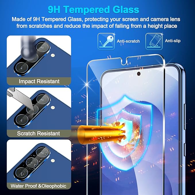 Pack Galaxy S25 FE Screen Protector, HD Clear Tempered Glass, Fingerprint Unlock - Image 6