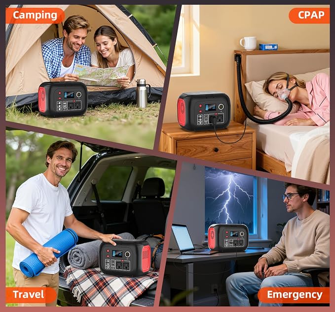 ENOFLO Portable Power Station 300W, 228Wh Solar Generator with 110V Pure Sine Wave AC Outlet, Backup Lithium Battery Generator for CPAP Outdoor RV Camping Emergency Home Use - Image 9