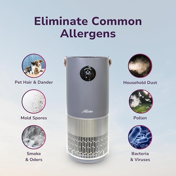 Hunter Fan Company Humidifier and Air Purifier In One, Advanced Filtration Air Purifiers for Home, Air Purifiers for Home Pets, Humidifiers for Bedroom and Humidifiers for Bedroom Baby, Grey/Silver - Image 4