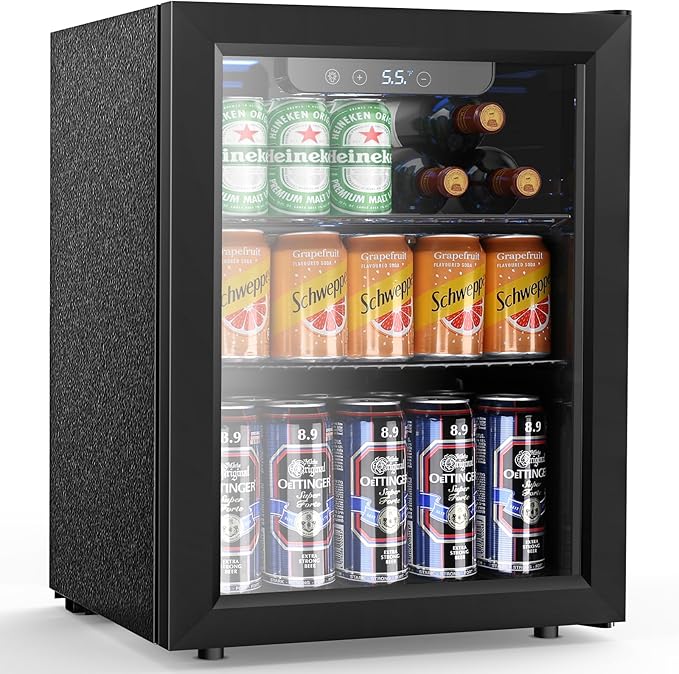 Electactic 68 Cans Beverage Refrigerator Cooler, 1.7 cu.ft Mini Fridge Glass Door Drink Cooler for Beer, Soda,Wine, Digital Temperature Control for Home Office Bar by Electactic