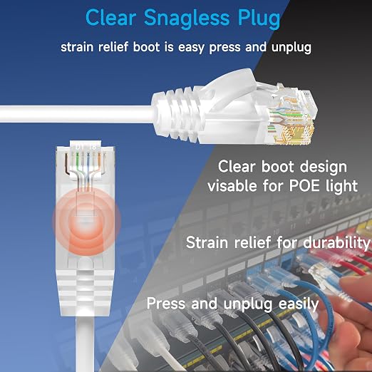 Cat6a Slim Ethernet Patch Cable 0.5 ft, Cat6a Patch Cable - Image 4