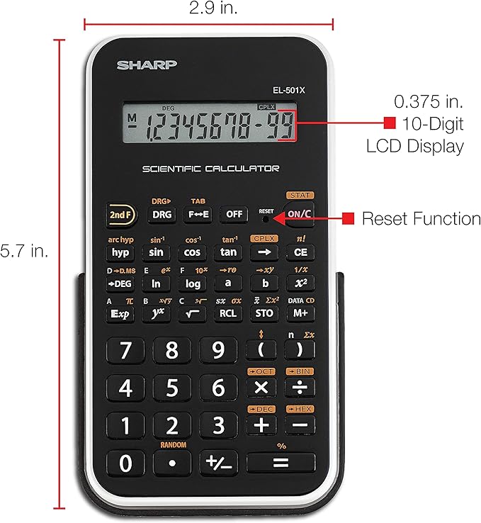 Sharp EL501X2BWH Engineering/Scientific Calculator - Image 4