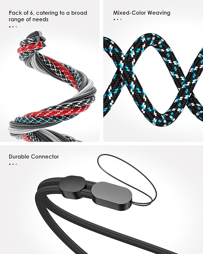 Avorast Hand Wrist Strap Lanyard, 6 Pack Adjustable Colorful Nylon Hand Wrist - Image 4