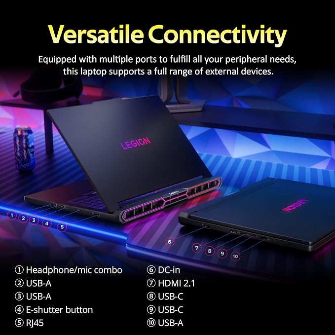 Lenovo Legion Pro 7i 16" WQXGA 240Hz Gaming Laptop, Intel Core Ultra 9 275HX, GeForce RTX 5080 16GB GDDR7, 16GB RAM, 2TB Storage (1TB SSD+1TB Docking Station Set), RGB Backlit Keyboard, Win 11, Black - Image 9