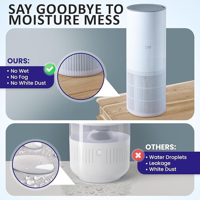 ORB 2-in-1 Air Purifier & Humidifier Combo for Bedroom – HEPA Filter, Quiet, Auto Mode, No Mist, Removes Dust Smoke Odors Pet Dander, Top Fill, Covers 500 Sq Ft - Image 2
