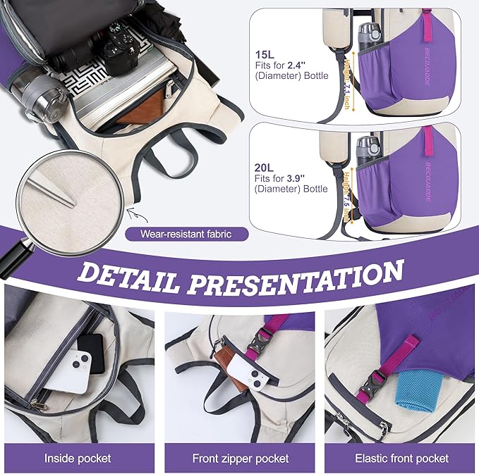 BECOJADDE 15L Small Hiking Backpack - Image 3