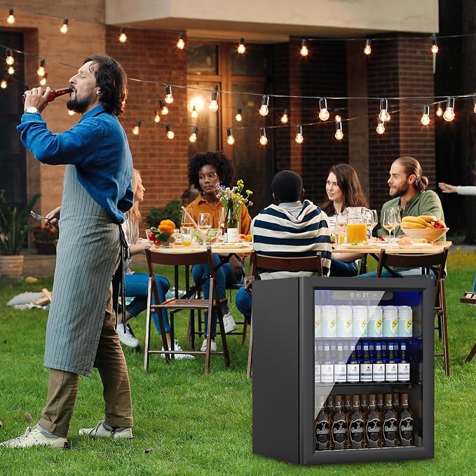 DOGHLY 1.7 Cu.ft Mini Fridge Glass Door, 72 Cans Beverage Refrigerator | Drink Fridge for Soda Beer Wine, Digital Temperature Control, Removable Shelf, Quiet Beverage Cooler for Office, Dorm, Bar - Image 6