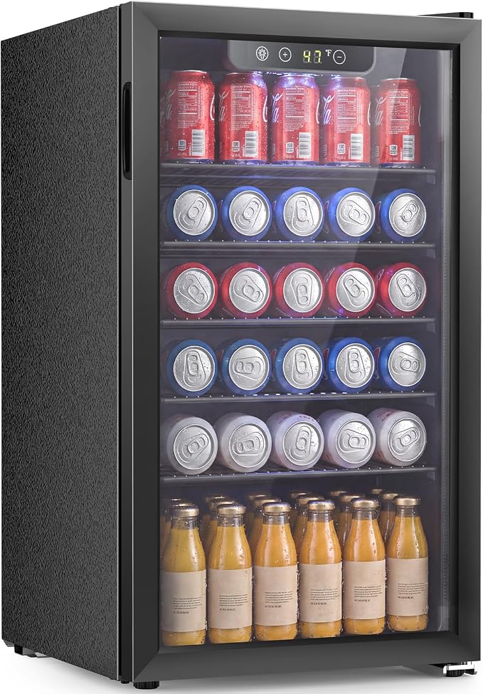 Electactic 130 Can Mini Fridge, 3.1 Cu. Ft. Beverage Cooler with Adjustable Digital Thermostat, Quiet Operation for Soda Beer Wine, Compact Refrigerator for Dorm Office Garage, Black by Electactic
