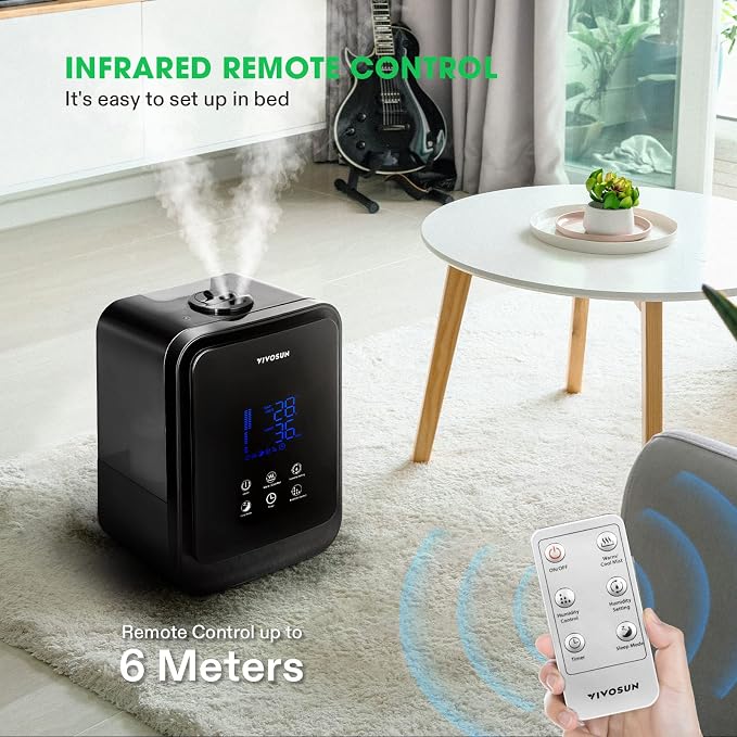 VIVOSUN 4.5L 2-in-1 Cool & Warm Mist Ultrasonic Humidifier with Essential Oil Box & Remote Control for Bedrooms, Offices, Plants, Babies, Dryness, and Skincare - Image 3