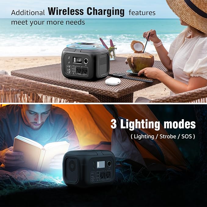 SinKeu Solar Powered Generator 300W Peak/70400mAh, 260Wh Portable Power Station with Panels 40W Included, Solar Generator with AC Outlet 110V for Home Use, Camping, Outdoor, Power Backup - Image 3