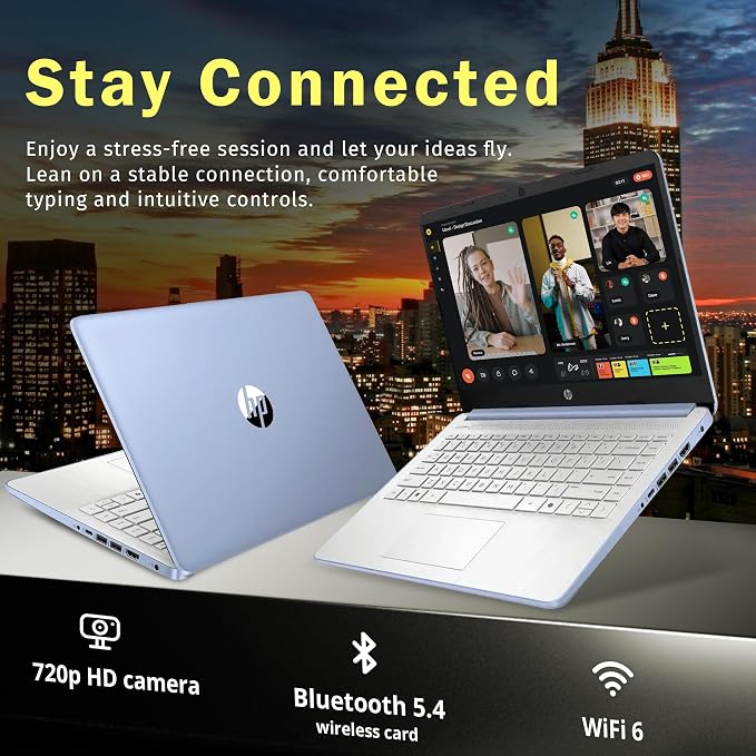 HP Stream 14" HD Laptop, Intel Processor N150, 4GB RAM, 128GB UFS, Intel Graphics, Copilot, Fast Charge, Wi-Fi 6, Windows 11 S, Sky Blue (Renewed) - Image 4