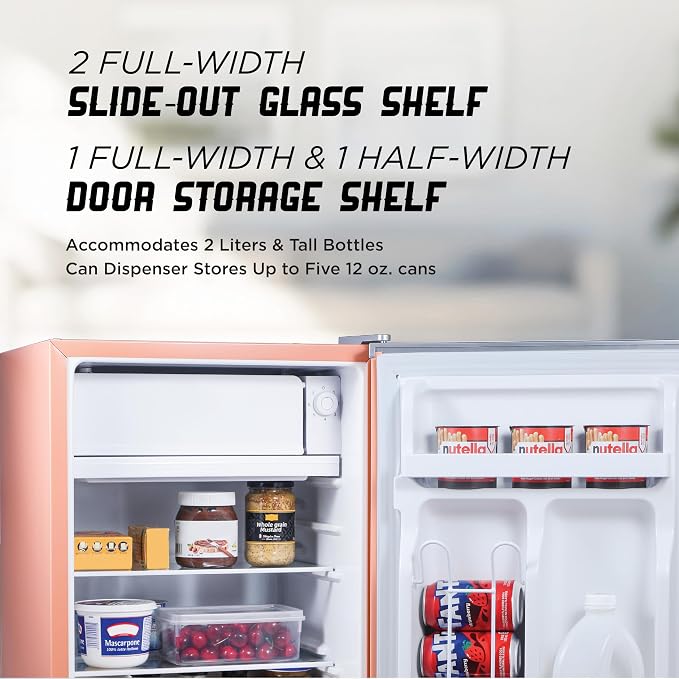 ICEBOX 2.5 Cu. Ft. Compact Refrigerator, ENERGY STAR Certified Small Refrigerator, Single Door Mini Fridge with Chiller Compartment, R600a Refrigerant, IBCR25BLS, Blush Red - Image 3