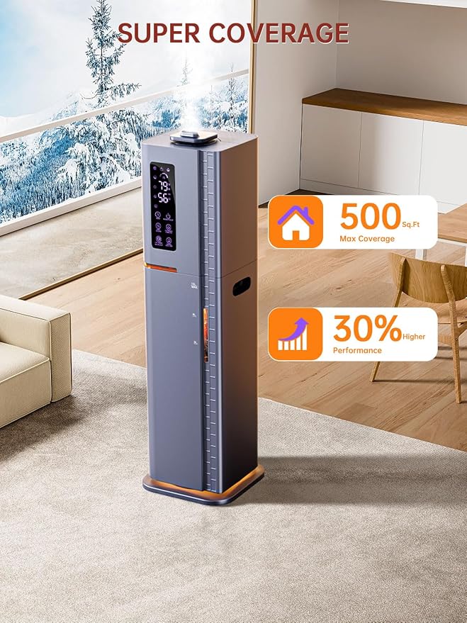 2.64Gal Humidifiers for Bedroom Large Room, Warm and Cool Mist up to 500ft², Ambient Light Top Fill Diffuser, 24H Timer, 3 Mist Modes, 35dB Quiet Humidifier for Home Office Plants - Image 7