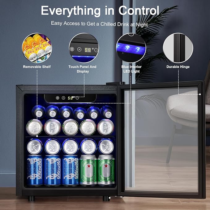 Antarctic Star 12 Bottle/48 Can Beverage Refrigerator, Wine Cooler/Cabinet, Mini Drink Fridge, Clear Front Glass Door Counter Top Red Cellar Beer Soda Bar Quiet Compressor Freestanding 1.3 cu.ft. | 12 Bottle 48 Can capacity, Low Noise Clear Glass Door,... - Image 5