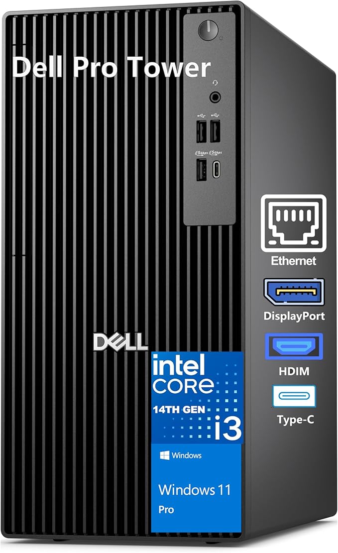 Dell Desktop Computers 32GB DDR5 RAM, 1TB PCIe SSD, 14th Gen Intel CPU | i3-14100 (4 cores, 8 threads up to 4.7GHz)for Home and Business, DisplayPort, HDMI, Support Dual Monitor, Windows 11 Pro by Dell