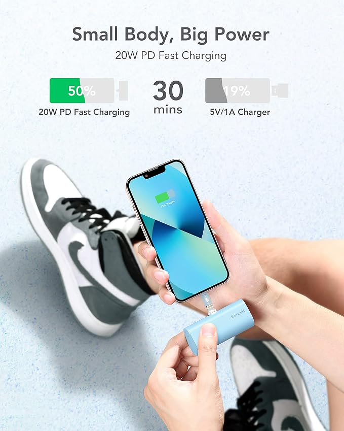 charmast Small Portable Charger 5000mAh, Ultra-Compact 20W PD Fast Charging Power Bank Mini Battery Pack Compatible with iPhone 14/14 Pro Max/13/13 Pro Max/12/12 Pro Max/11/XR/X/8/7/6, and More - Image 3