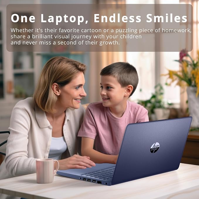 HP 14" HD Laptop, Windows 11, Intel Celeron Dual-Core Processor Up to 2.60GHz, 4GB RAM, 64GB SSD, Webcam, Dale Blue (Renewed) - Image 4