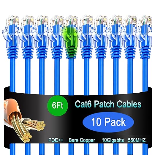 Cat6 Ethernet Patch Cable 6 ft for Data Centers, 10G Network, Home and by Lysymixs