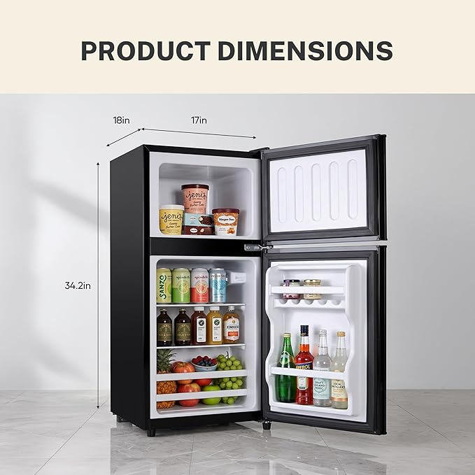 3.2 Cu.Ft Mini Fridge with Freezer, 2 Door Small Refrigerator with Adjustable Thermostat Energy-efficient Low Noise, Compact Fridge for Bedroom, Office, Dorm, Matte Black - Image 2