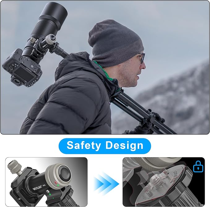 WEYLLAN PH3 MonoGimbal Head for Tripod Monopod, CNC All Metal Side Saddle - Image 4
