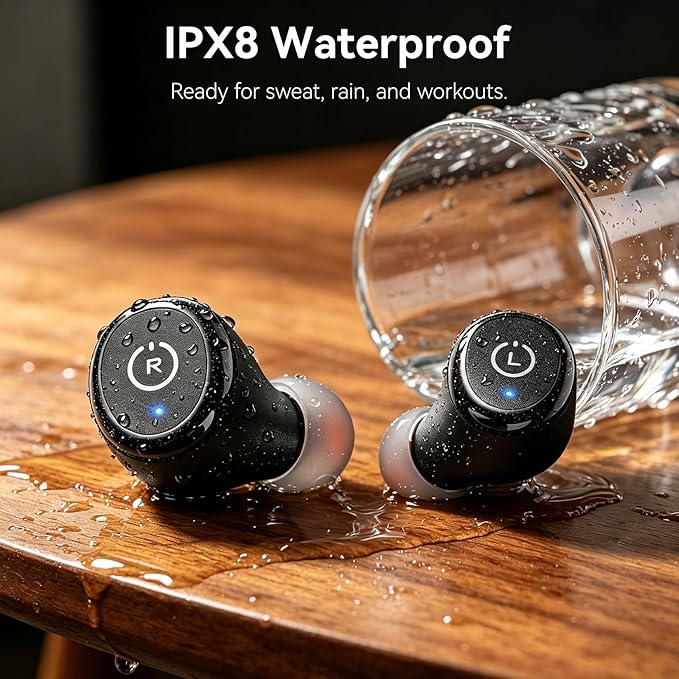 TOZO T10 Wireless Earbuds Powerful Bass Stereo Wireless Charging, APP, IPX8 | Waterproof, 55H Playtime, Ergonomic Design In Ear buds, App Customize EQ, Bluetooth 5.3 Headphones for Work, Travel, Black - Image 5