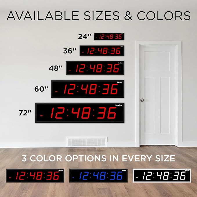 Ivation Huge Oversized 48" Large Digital LED Clock | Big Digital Clock - Image 10
