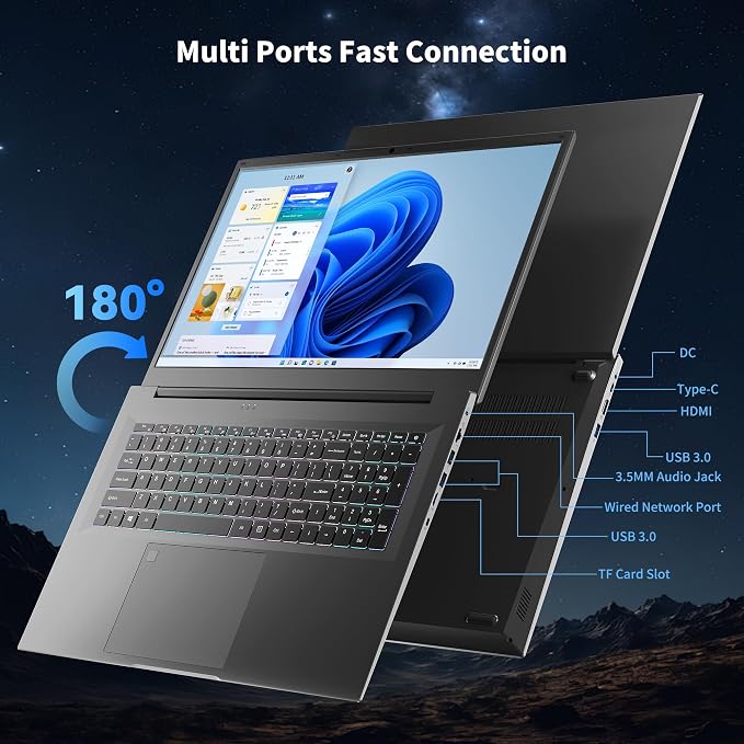 18.5 Inch Laptops, Core i9 CPU (Up to 4.8 GHz), 16GB RAM, 512GB SSD, WiFi-6 | 100% sRGB FHD Display, Win 11 Home, Backlit Keyboard, Numeric Pad Fingerprint Login, Laptop Computer for Business Students - Image 7