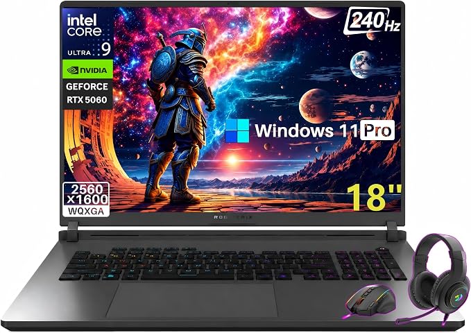 ASUS ROG Strix G18 Gaming Laptop, 18” 2.5K 240Hz Nebula Display, Intel Core Ultra 9 275HX, GeForce RTX 5060, 32 GB DDR5-5600, 2 TB SSD, Wi-Fi 7, Windows 11 Pro, RGB Backlit KB, ROG Cooling, Gaming PC by Unknown
