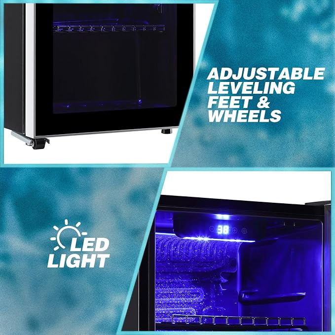 Beverage Refrigerator Cooler 120 Can with LED Display Touch Screen | 3.5 CU.FT Large Capacity with Glass Door, LED Light & Adjustable Shelves for Soda Beer Wine, Perfect for Home Bar Office - Image 7