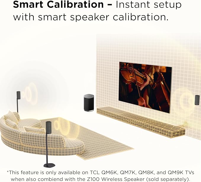 TCL Z100 Wireless Immersive 3D Home Theater Subwoofer QM6K, QM7K, QM8K, QM9K & X11L | Dolby Atmos Deep-Bass, Room-Filling Sound | Flexible Placement & Modern Design | Latest Model - Image 8