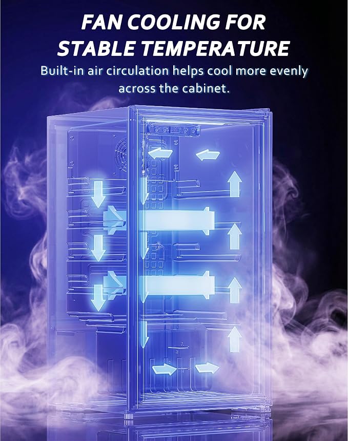 Tehanld 3.2 Cu.Ft Beverage Refrigerator, 130-Can LED Glass Door Fridge | 130 cans, 35-65°F digital temperature control, fan cooling, 3 movable shelves and an LED-lit display for home bars - Image 5