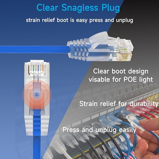 Cat6a Slim Ethernet Patch Cable 0.5 ft, Cat6a Patch Cable - Image 4