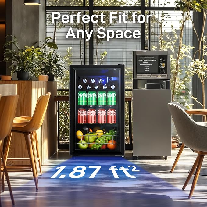 Anypro 2.6 Cu.Ft Beverage Refrigerator and Cooler, Fridge with Tempered Glass Door, 126 Cans Wine Drink Beer Fridge for Office Bedroom Bar, 7 Level Temperatures, Adjustable Shelves - Image 8